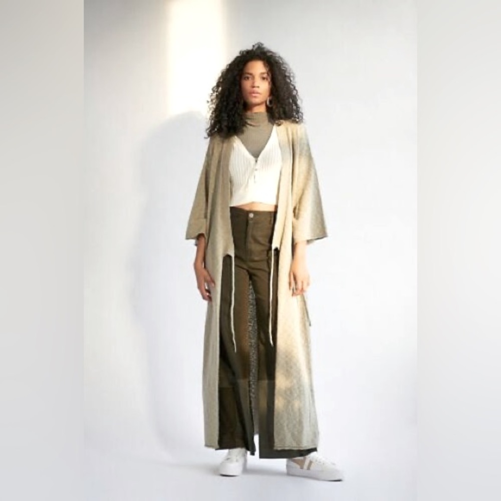 Free People FP Beach Florence Wrap Dress Maxi Duster Knit Kimono Robe size M